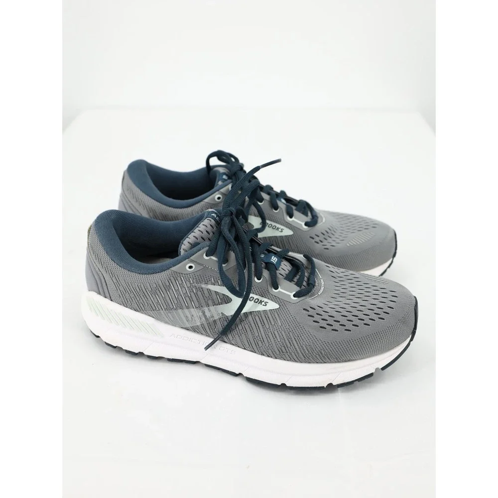 Brooks‎ Addiction GTS 15 Running Shoes Gray Navy Support Sneakers 10.5 Women